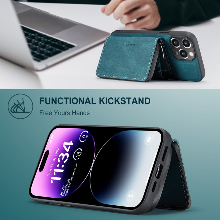 For iPhone 15 Pro Max JEEHOOD Magnetic Zipper Wallet Leather Phone Case(Blue) by JEEHOOD