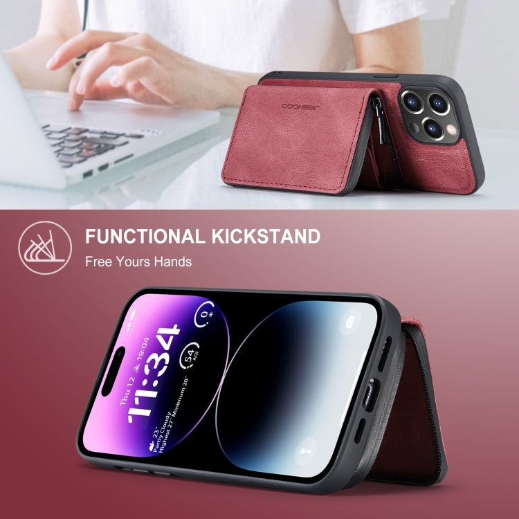 For iPhone 15 Pro JEEHOOD Magnetic Zipper Wallet Leather Phone Case(Red) - iPhone 15 Pro Cases by JEEHOOD | Online Shopping UK | buy2fix