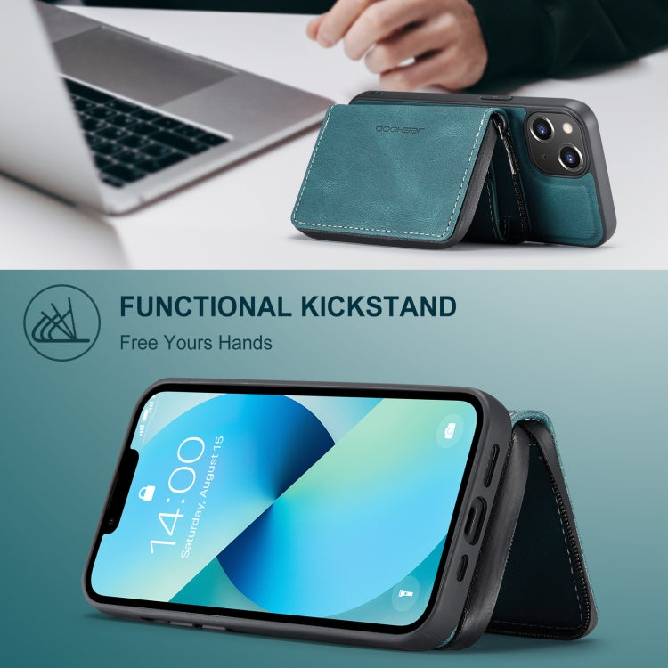 For iPhone 15 Plus JEEHOOD Magnetic Zipper Wallet Leather Phone Case(Blue) - iPhone 15 Plus Cases by JEEHOOD | Online Shopping UK | buy2fix
