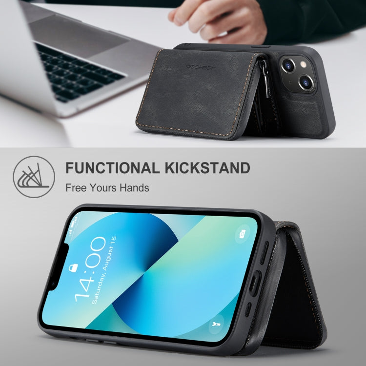For iPhone 15 JEEHOOD Magnetic Zipper Wallet Leather Phone Case(Black) - iPhone 15 Cases by JEEHOOD | Online Shopping UK | buy2fix