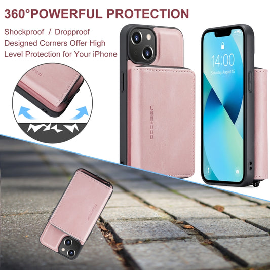 For iPhone 15 JEEHOOD Magnetic Zipper Wallet Leather Phone Case(Pink) - iPhone 15 Cases by JEEHOOD | Online Shopping UK | buy2fix
