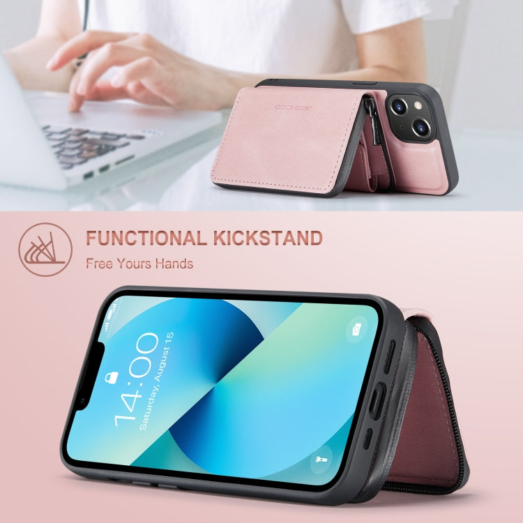 For iPhone 15 JEEHOOD Magnetic Zipper Wallet Leather Phone Case(Pink) - iPhone 15 Cases by JEEHOOD | Online Shopping UK | buy2fix