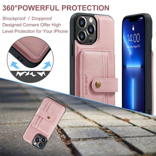 For iPhone 15 Pro Max JEEHOOD RFID Blocking Anti-Theft Magnetic PU Phone Case(Pink) by JEEHOOD