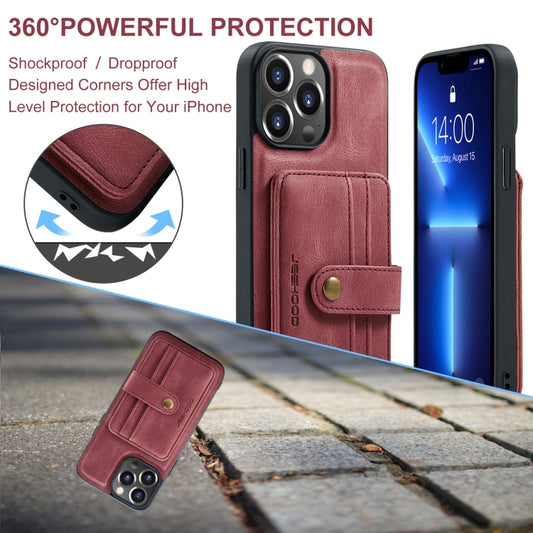 For iPhone 15 Pro JEEHOOD RFID Blocking Anti-Theft Magnetic PU Phone Case(Red) - iPhone 15 Pro Cases by JEEHOOD | Online Shopping UK | buy2fix