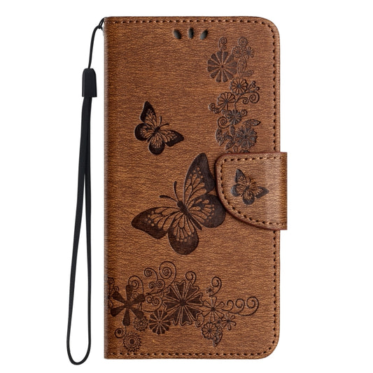 For iPhone 16 Plus Butterfly Embossed Flip Leather Phone Case(Brown) by buy2fix