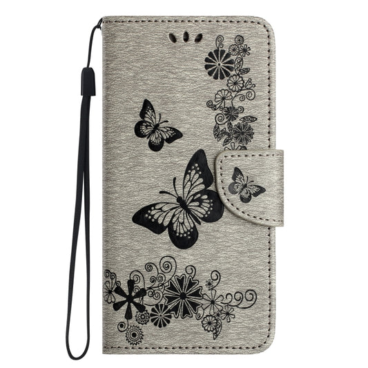 For iPhone 16 Pro Butterfly Embossed Flip Leather Phone Case(Grey) by buy2fix