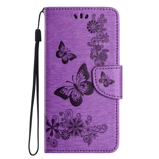 For iPhone 16 Pro Max Butterfly Embossed Flip Leather Phone Case(Purple) by buy2fix