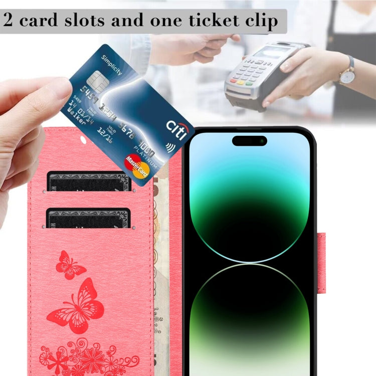 For iPhone 16 Pro Max Butterfly Embossed Flip Leather Phone Case(Pink) by buy2fix