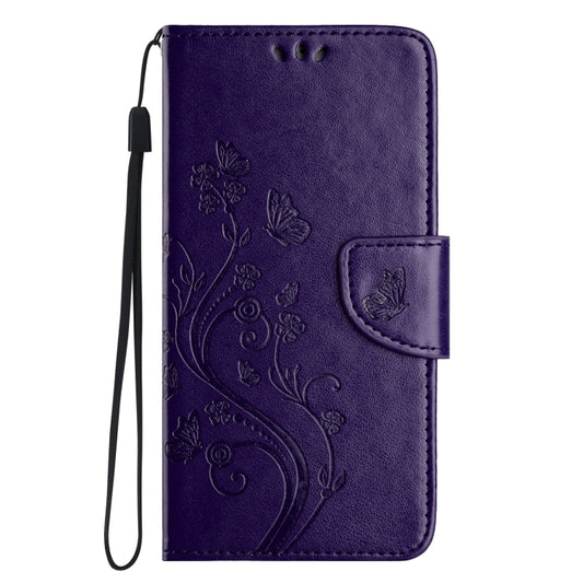 For iPhone 16 Pro Max Butterfly Flower Pattern Flip Leather Phone Case(Dark Purple) by buy2fix