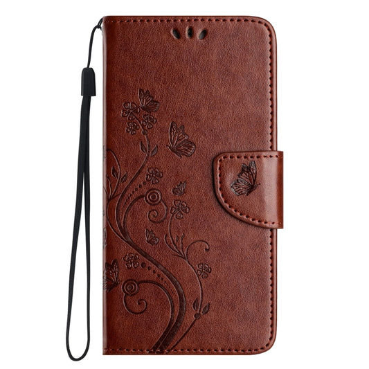 For iPhone 16 Pro Butterfly Flower Pattern Flip Leather Phone Case(Brown) by buy2fix