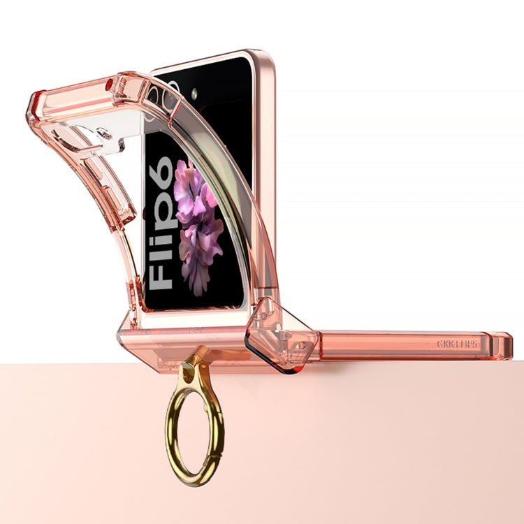 For Samsung Galaxy Z Flip6 / Flip7 FE Gkk Airbag Hinge Silicone Phone Case with Ring Holder & Tempered Film(Transparent Purple) - Galaxy Z Flip6 5G Cases by GKK | Online Shopping UK | buy2fix