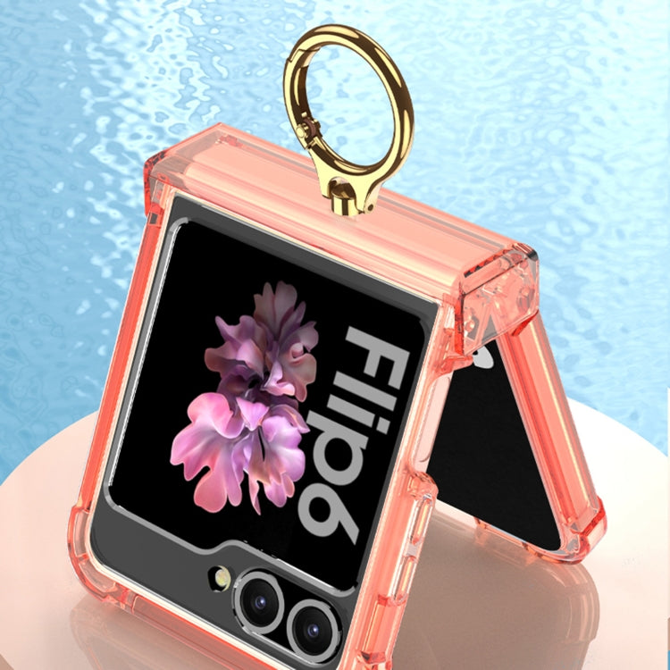 For Samsung Galaxy Z Flip6 / Flip7 FE Gkk Airbag Hinge Silicone Phone Case with Ring Holder & Tempered Film(Transparent Purple) - Galaxy Z Flip6 5G Cases by GKK | Online Shopping UK | buy2fix