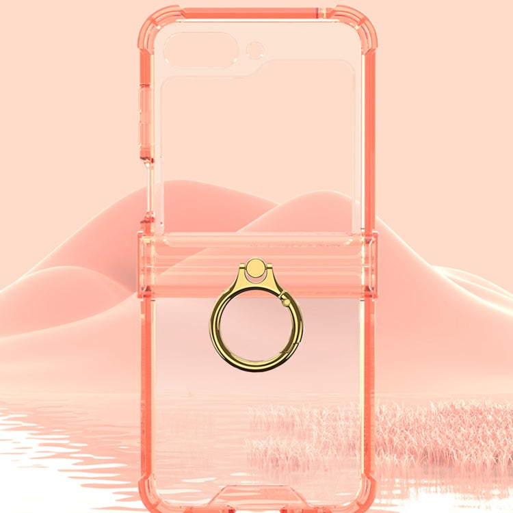 For Samsung Galaxy Z Flip6 / Flip7 FE Gkk Airbag Hinge Silicone Phone Case with Ring Holder & Tempered Film(Transparent Purple) - Galaxy Z Flip6 5G Cases by GKK | Online Shopping UK | buy2fix