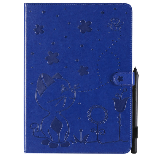 For iPad Pro 11 (2020) & (2018) Cat Bee Embossing Pattern Horizontal Flip Leather Tablet Case with Holder & Card Slots & Wallet & Pen Slot & Wake-up / Sleep Function(Blue) - iPad Pro 11 (2020) Cases by buy2fix | Online Shopping UK | buy2fix