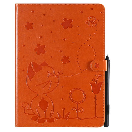 For iPad Pro 11 (2020) & (2018) Cat Bee Embossing Pattern Horizontal Flip Leather Tablet Case with Holder & Card Slots & Wallet & Pen Slot & Wake-up / Sleep Function(Orange) - iPad Pro 11 (2020) Cases by buy2fix | Online Shopping UK | buy2fix