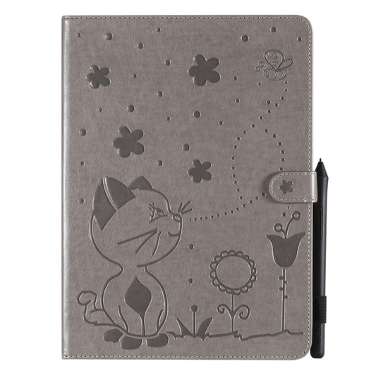 For iPad Pro 11 (2020) & (2018) Cat Bee Embossing Pattern Horizontal Flip Leather Tablet Case with Holder & Card Slots & Wallet & Pen Slot & Wake-up / Sleep Function(Grey) - iPad Pro 11 (2020) Cases by buy2fix | Online Shopping UK | buy2fix