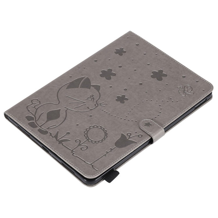 For iPad Pro 11 (2020) & (2018) Cat Bee Embossing Pattern Horizontal Flip Leather Tablet Case with Holder & Card Slots & Wallet & Pen Slot & Wake-up / Sleep Function(Grey) - iPad Pro 11 (2020) Cases by buy2fix | Online Shopping UK | buy2fix