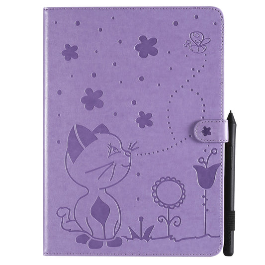 For iPad Pro 11 (2020) & (2018) Cat Bee Embossing Pattern Horizontal Flip Leather Tablet Case with Holder & Card Slots & Wallet & Pen Slot & Wake-up / Sleep Function(Purple) - iPad Pro 11 (2020) Cases by buy2fix | Online Shopping UK | buy2fix