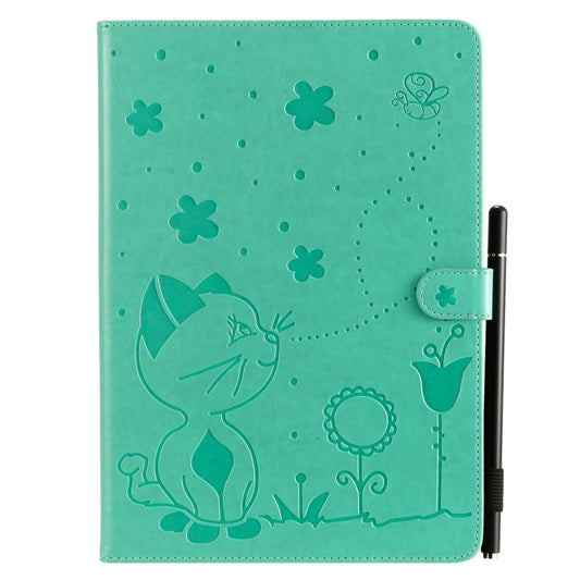 For iPad 10.2 / Air (2019) / Pro 10.5 Cat Bee Embossing Pattern Horizontal Flip Leather Case with Holder & Card Slots & Wallet & Pen Slot & Wake-up / Sleep Function(Green) - iPad 10.2 Cases by buy2fix | Online Shopping UK | buy2fix