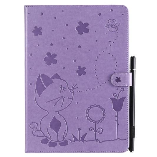 For iPad 10.2 / Air (2019) / Pro 10.5 Cat Bee Embossing Pattern Horizontal Flip Leather Case with Holder & Card Slots & Wallet & Pen Slot & Wake-up / Sleep Function(Purple) - iPad 10.2 Cases by buy2fix | Online Shopping UK | buy2fix