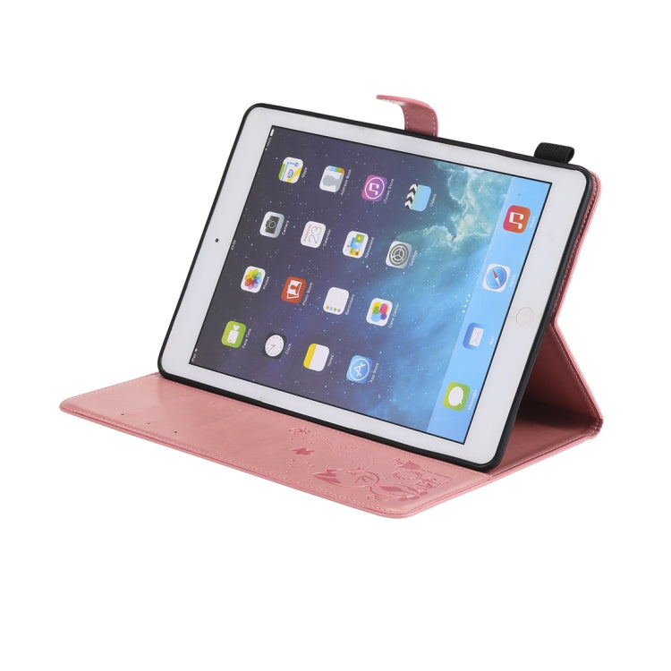 For iPad Air 2 / Air / 9.7 (2018) & (2017) Cat Bee Embossing Pattern Horizontal Flip Leather Case with Holder & Card Slots & Wallet & Pen Slot & Wake-up / Sleep Function(Pink) - iPad 9.7 (2018) & (2017) Cases by buy2fix | Online Shopping UK | buy2fix