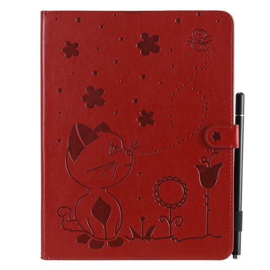 For iPad 4 / 3 / 2 Cat Bee Embossing Pattern Horizontal Flip Leather Case with Holder & Card Slots & Wallet & Pen Slot & Wake-up / Sleep Function(Red) - iPad 4 & 3 & 2 Cases by buy2fix | Online Shopping UK | buy2fix