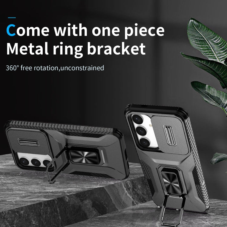 For Samsung Galaxy S24 5G / S25 5G Sliding Camshield Holder Phone Case(Black) - Galaxy S24 5G Cases by buy2fix | Online Shopping UK | buy2fix