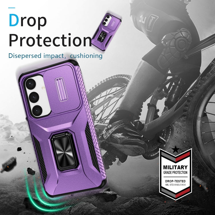 For Samsung Galaxy S24 5G / S25 5G Sliding Camshield Holder Phone Case(Purple) - Galaxy S24 5G Cases by buy2fix | Online Shopping UK | buy2fix