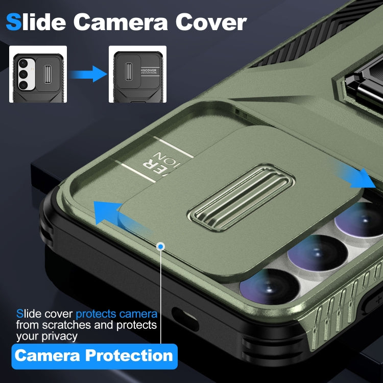For Samsung Galaxy S24+ 5G / S25+ 5G Sliding Camshield Holder Phone Case(Alpine Green) - Galaxy S24+ 5G Cases by buy2fix | Online Shopping UK | buy2fix