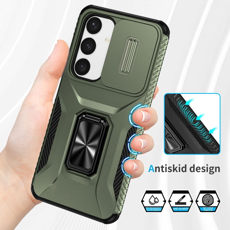 For Samsung Galaxy S24+ 5G / S25+ 5G Sliding Camshield Holder Phone Case(Alpine Green) - Galaxy S24+ 5G Cases by buy2fix | Online Shopping UK | buy2fix