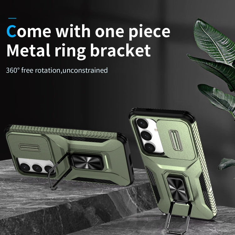 For Samsung Galaxy S24+ 5G / S25+ 5G Sliding Camshield Holder Phone Case(Alpine Green) - Galaxy S24+ 5G Cases by buy2fix | Online Shopping UK | buy2fix