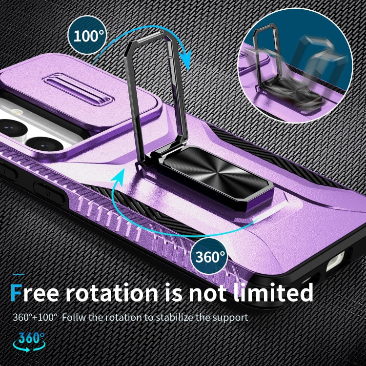 For Samsung Galaxy S24+ 5G / S25+ 5G Sliding Camshield Holder Phone Case(Purple) - Galaxy S24+ 5G Cases by buy2fix | Online Shopping UK | buy2fix