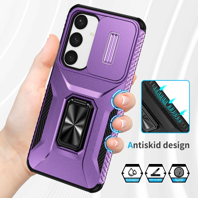 For Samsung Galaxy S24+ 5G / S25+ 5G Sliding Camshield Holder Phone Case(Purple) - Galaxy S24+ 5G Cases by buy2fix | Online Shopping UK | buy2fix