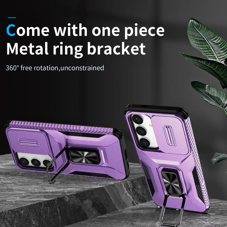 For Samsung Galaxy S24+ 5G / S25+ 5G Sliding Camshield Holder Phone Case(Purple) - Galaxy S24+ 5G Cases by buy2fix | Online Shopping UK | buy2fix