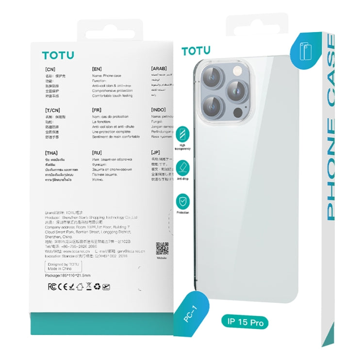 For iPhone 15 Pro TOTU PC-01 Soft Series Precision Lens Holes Phone Case(Transparent) - iPhone 15 Pro Cases by TOTUDESIGN | Online Shopping UK | buy2fix