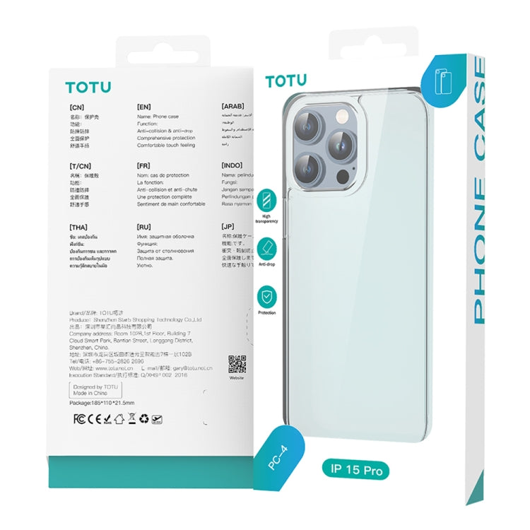 For iPhone 15 Pro TOTU PC-04 Crystal Shield Series TPU + PC Phone Case(Transparent) - iPhone 15 Pro Cases by TOTUDESIGN | Online Shopping UK | buy2fix