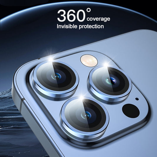 For iPhone 15 Pro TOTU PG-1 Golden Shield Series Metal Frame Lens Protector(Blue) - Lens & Accessories by TOTUDESIGN | Online Shopping UK | buy2fix