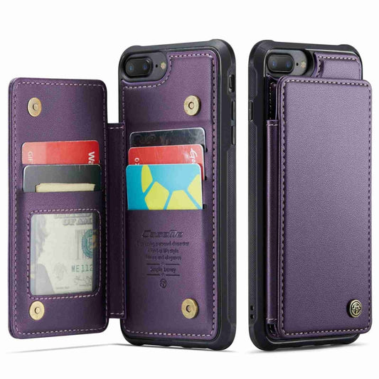 For iPhone 8 Plus / 7 Plus CaseMe C22 Card Slots Holder RFID Anti-theft Phone Case(Purple) by CaseMe