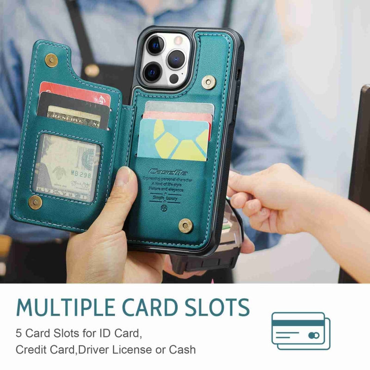 For iPhone 12 Pro Max CaseMe C22 Card Slots Holder RFID Anti-theft Phone Case(Blue Green) by CaseMe