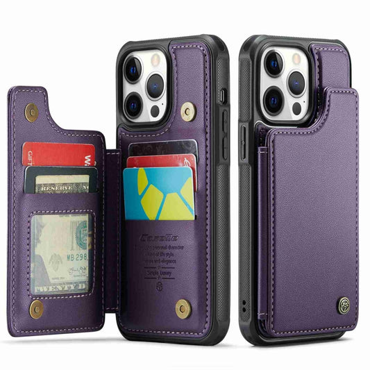 For iPhone 12 Pro Max CaseMe C22 Card Slots Holder RFID Anti-theft Phone Case(Purple) by CaseMe