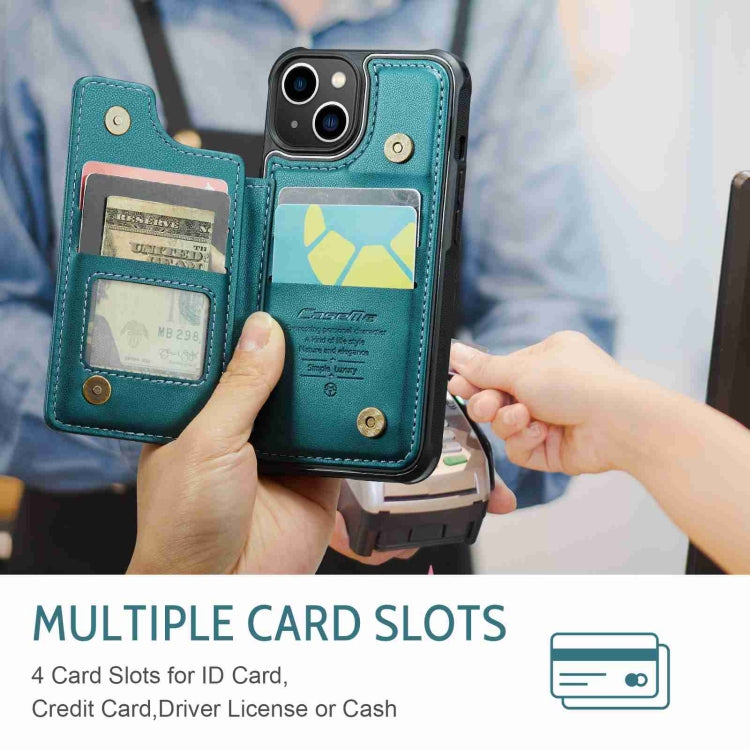 For iPhone 13 CaseMe C22 Card Slots Holder RFID Anti-theft Phone Case(Blue Green) by CaseMe