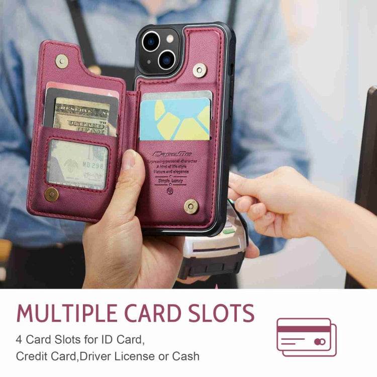 For iPhone 13 CaseMe C22 Card Slots Holder RFID Anti-theft Phone Case(Wine Red) by CaseMe
