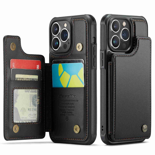 For iPhone 13 Pro CaseMe C22 Card Slots Holder RFID Anti-theft Phone Case(Black) by CaseMe