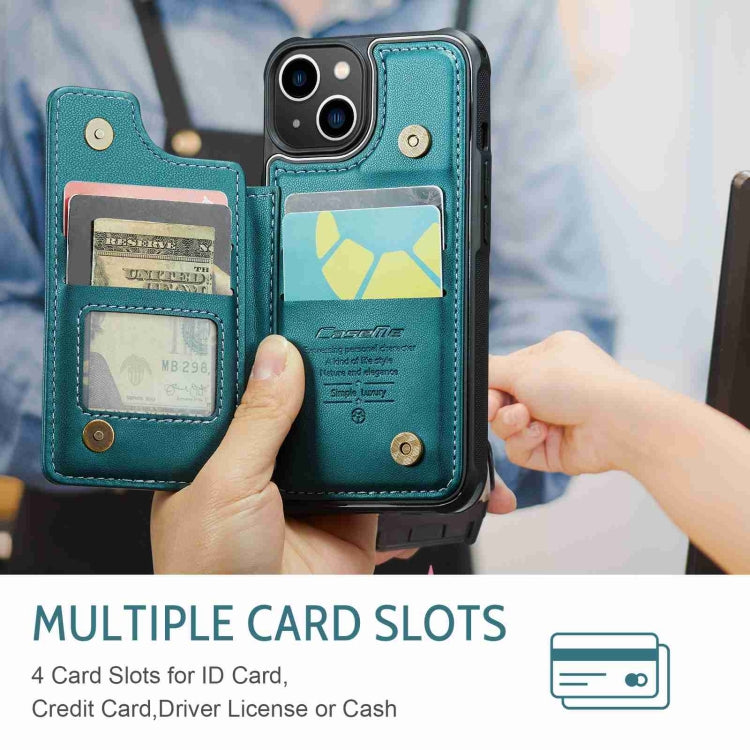 For iPhone 14 CaseMe C22 Card Slots Holder RFID Anti-theft Phone Case(Blue Green) by CaseMe