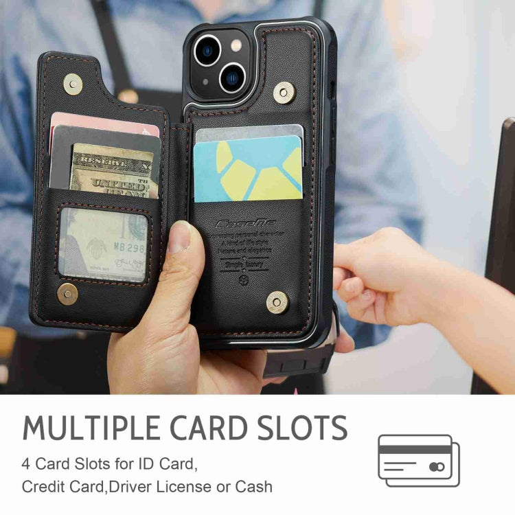 For iPhone 14 CaseMe C22 Card Slots Holder RFID Anti-theft Phone Case(Black) - iPhone 14 Cases by CaseMe | Online Shopping UK | buy2fix