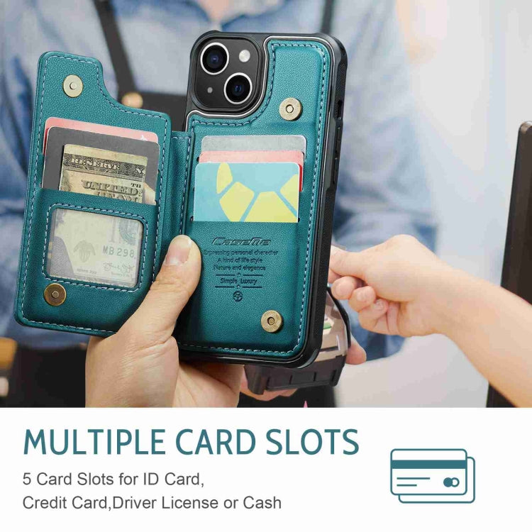 For iPhone 14 Plus CaseMe C22 Card Slots Holder RFID Anti-theft Phone Case(Blue Green) by CaseMe