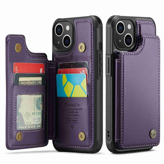 For iPhone 14 Plus CaseMe C22 Card Slots Holder RFID Anti-theft Phone Case(Purple) by CaseMe