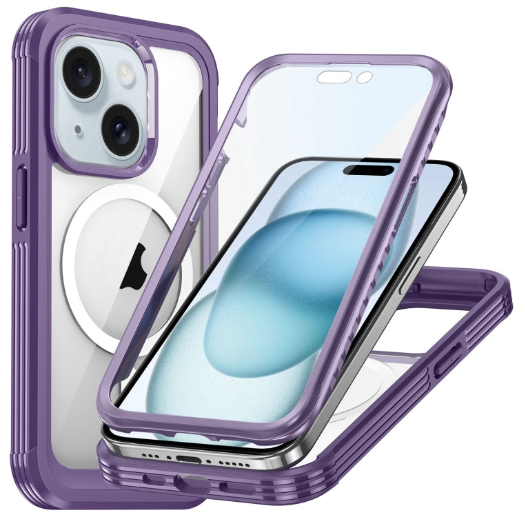 For iPhone 15 Life Waterproof MagSafe Magnetic Rugged Phone Case(Purple) - iPhone 15 Cases by buy2fix | Online Shopping UK | buy2fix