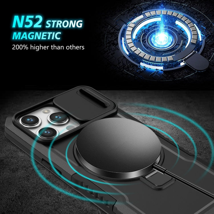 For iPhone 14 Pro Max Sliding Camshield MagSafe Holder TPU Hybrid PC Phone Case(Black) - iPhone 14 Pro Max Cases by buy2fix | Online Shopping UK | buy2fix