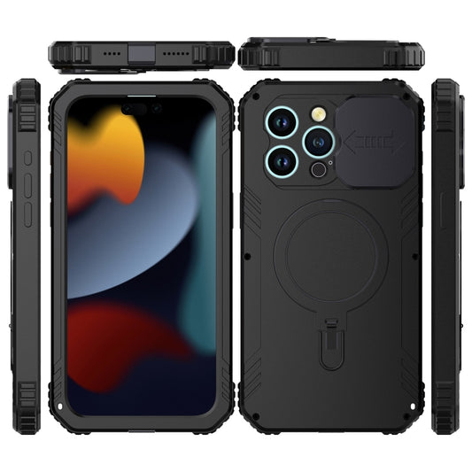 For iPhone 15 Pro Camera Shield MagSafe Holder Life Waterproof Phone Case(Black) - iPhone 15 Pro Cases by buy2fix | Online Shopping UK | buy2fix